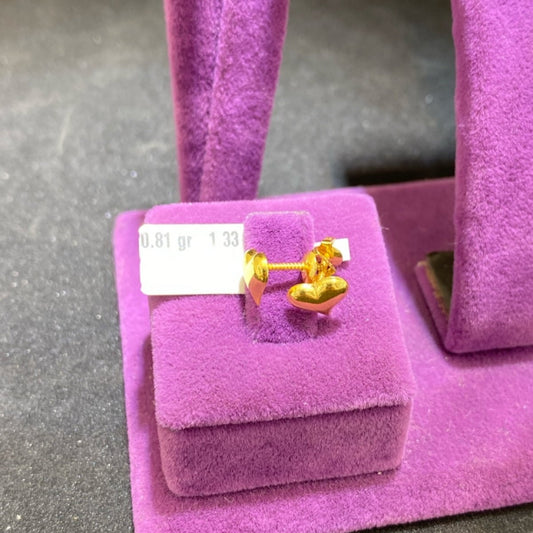 22 Ayar Altın Çocuk Küpesi Kalp Tasarım 0.81gr Hediye - J00032