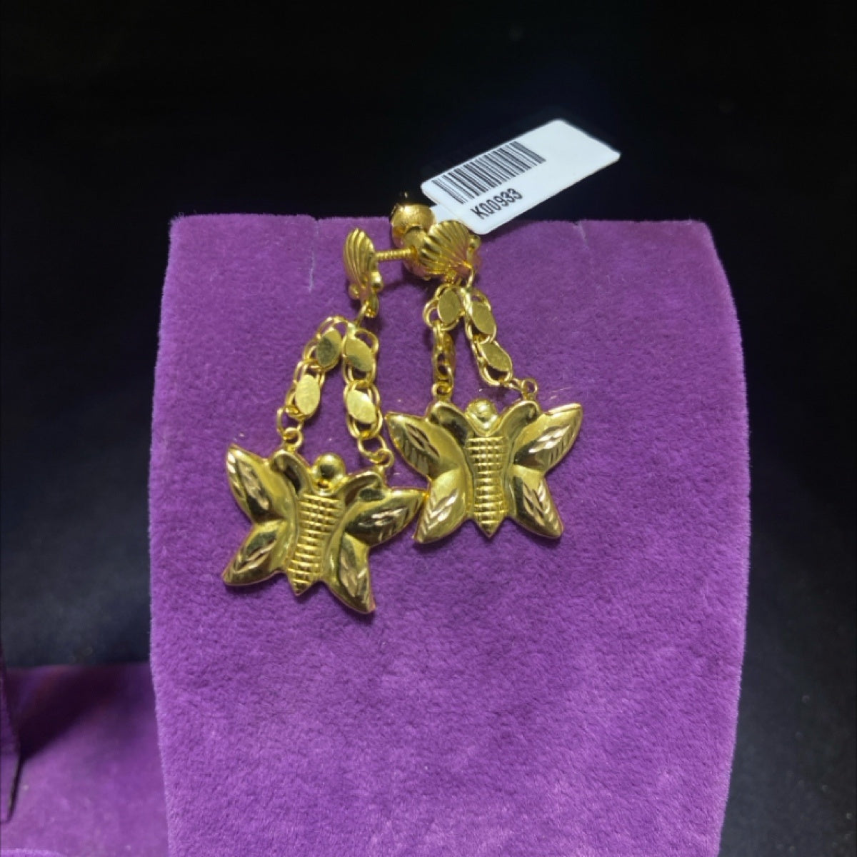 22 Ayar Altın Küpe Kelebekli Özel Tasarım 3.10gr Kadın - K00933