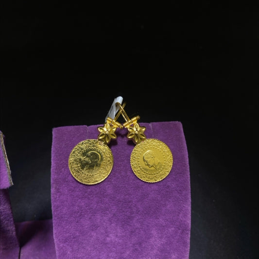 22 Ayar Altın Küpe Çeyrekli Özel Tasarım 5.82gr Kadın - K00929