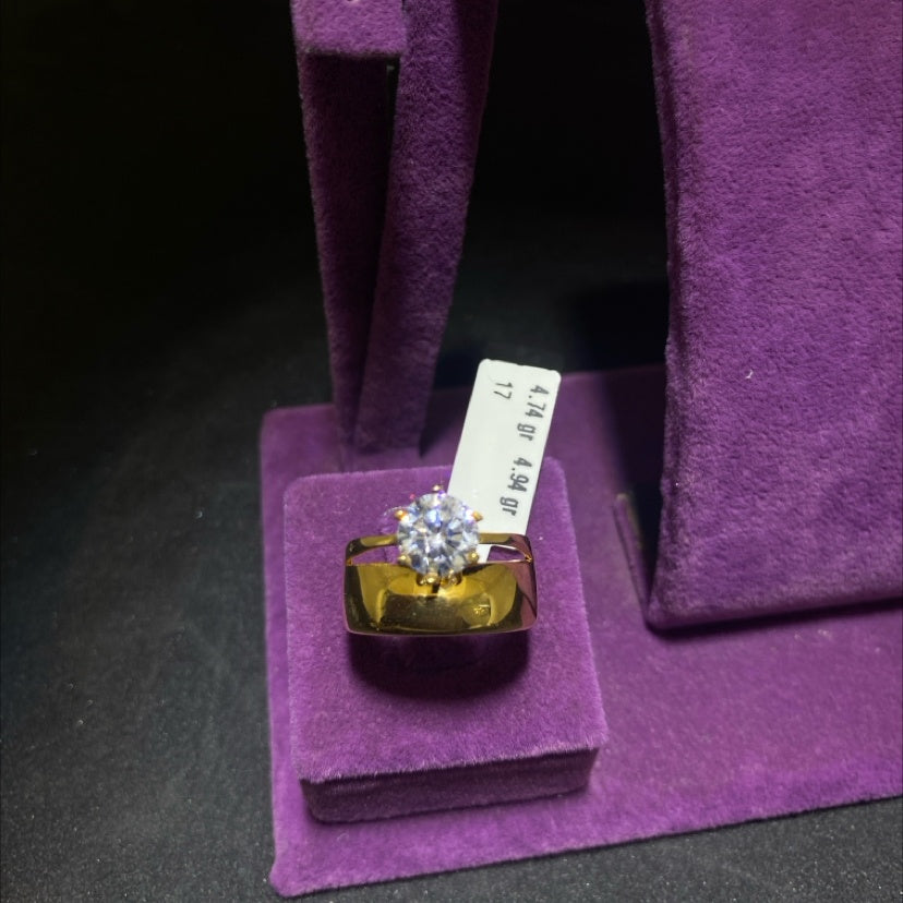 22 Ayar Altın Taşlı Yüzük Paksoy Modern Tasarım 4.74gr 17 Numara Kadın - T00234