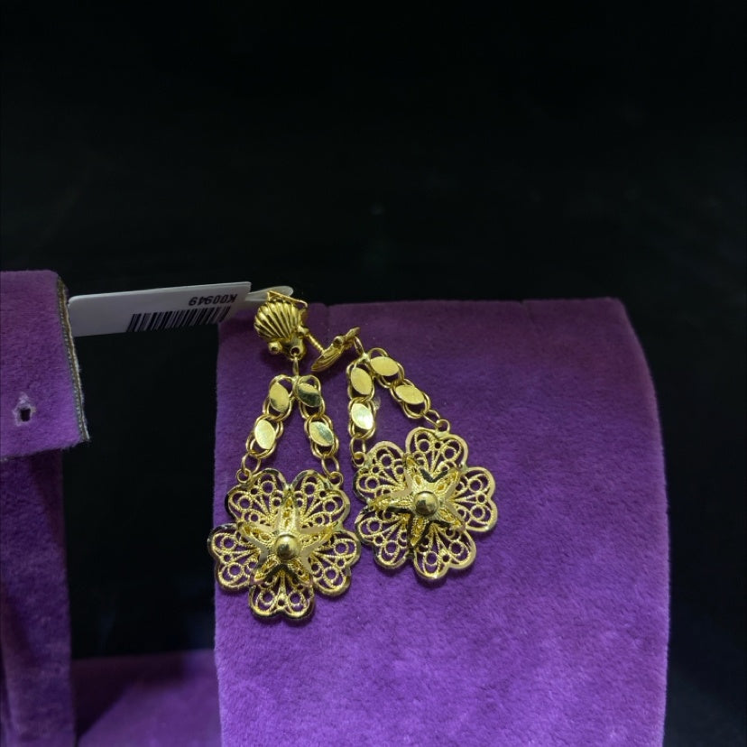 22 Ayar Altın Gül Küpe Modern Tasarım 4.75gr Kadın - K00949