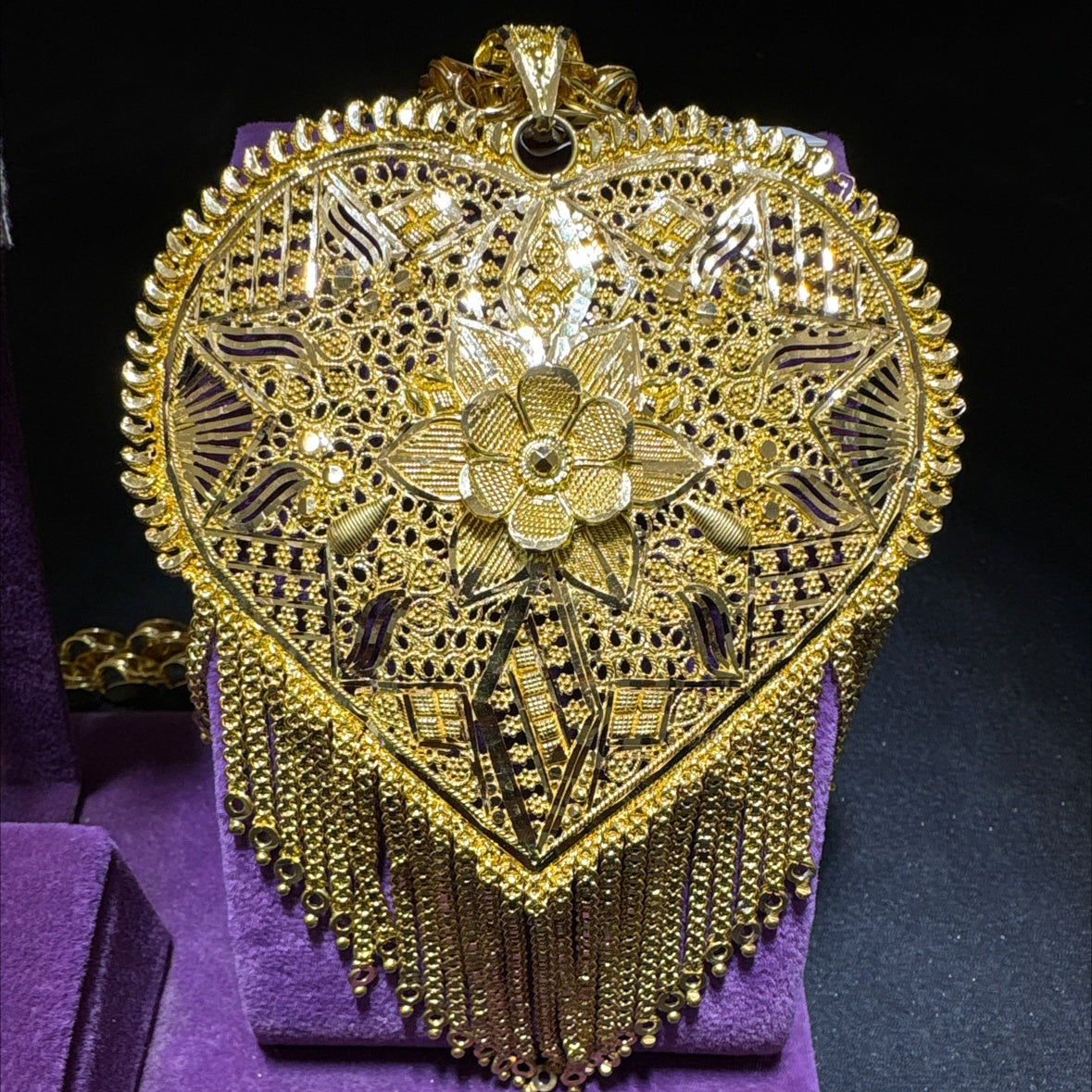 22 Ayar Altın Kolye Ucu Hint İşi Kalp 46.11gr Hediye - C00264