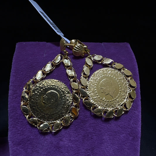 22 Ayar Altın Küpe Çeyrekli Dolama 8.06gr Kadın - K00953