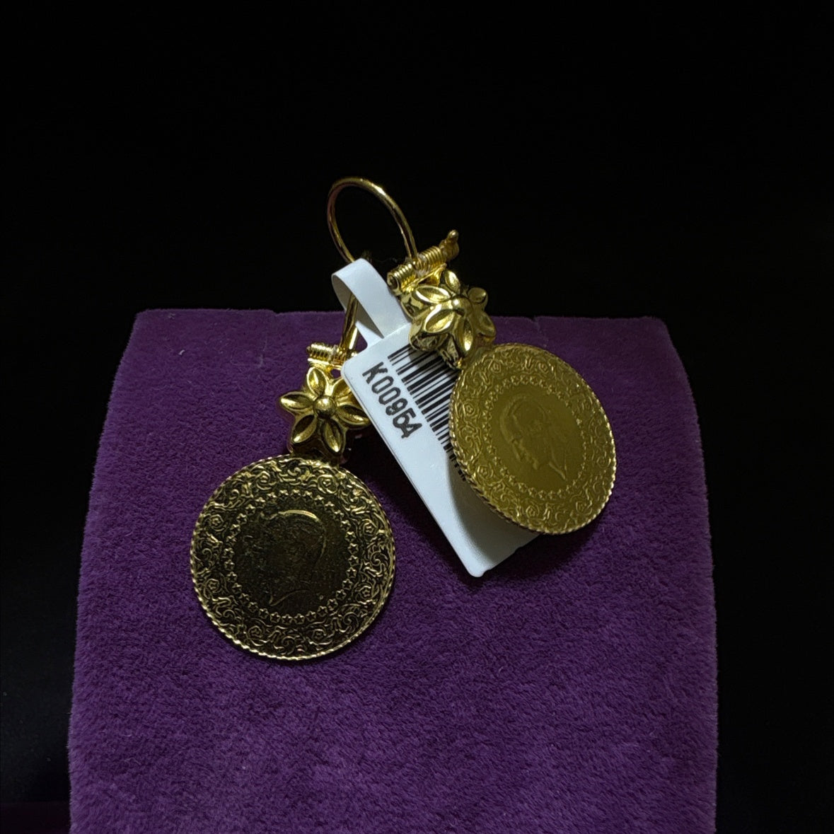 22 Ayar Altın Küpe Çeyrekli Modern Tasarım 5.85gr Kadın - K00954