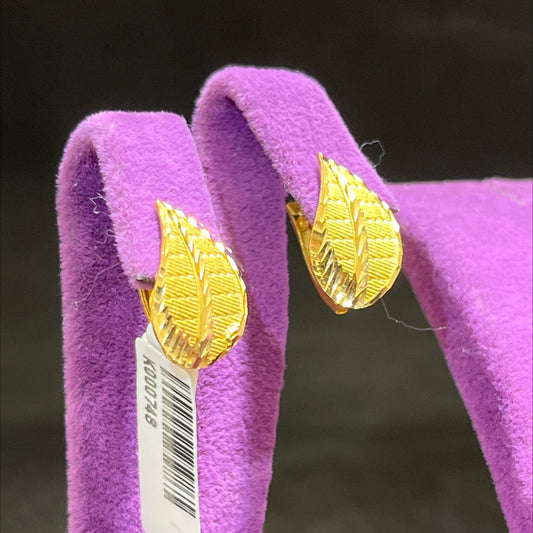 22 Ayar Altın Küpe Yaprak Modern Tasarım 2.81gr Kadın - K000748