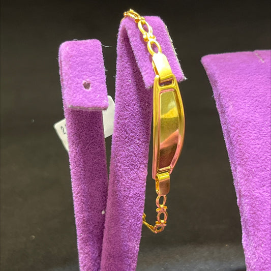 22 Ayar Altın Çocuk Künye Lale Desenli 2.98gr Hediye - F00026