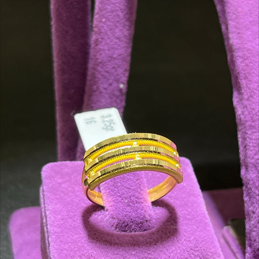 22 Ayar Altın Yüzük Kaburga Modern Tasarım 3.25gr 16 Numara Kadın - Y01021