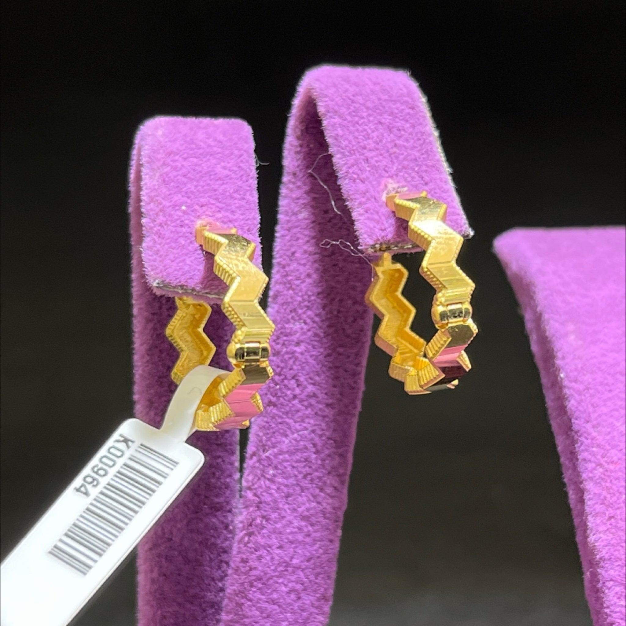 22 Ayar Altın Küpe Halkalı Zikzak 3.55gr Kadın - K00964