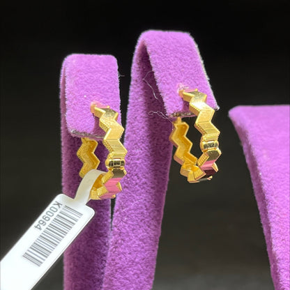 22 Ayar Altın Küpe Halkalı Zikzak 3.55gr Kadın - K00964