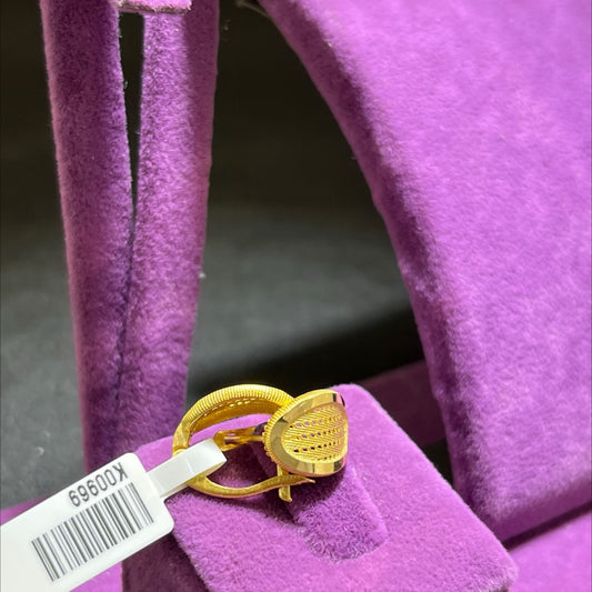 22 Ayar Altın Küpe Hasırlı Modern Tasarım 2.70gr Kadın - K00969