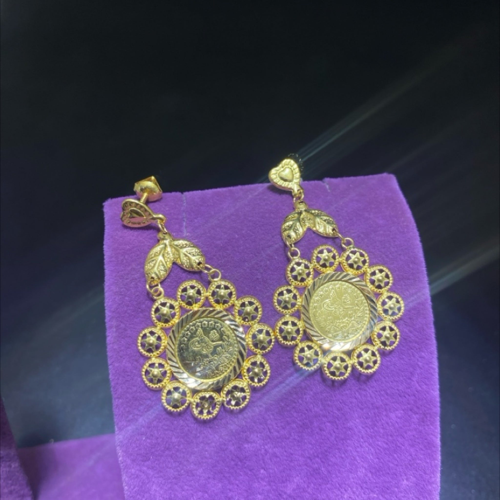 22 Ayar Altın Küpe Tuğralı Özel Tasarım 3.71gr Kadın - K00970