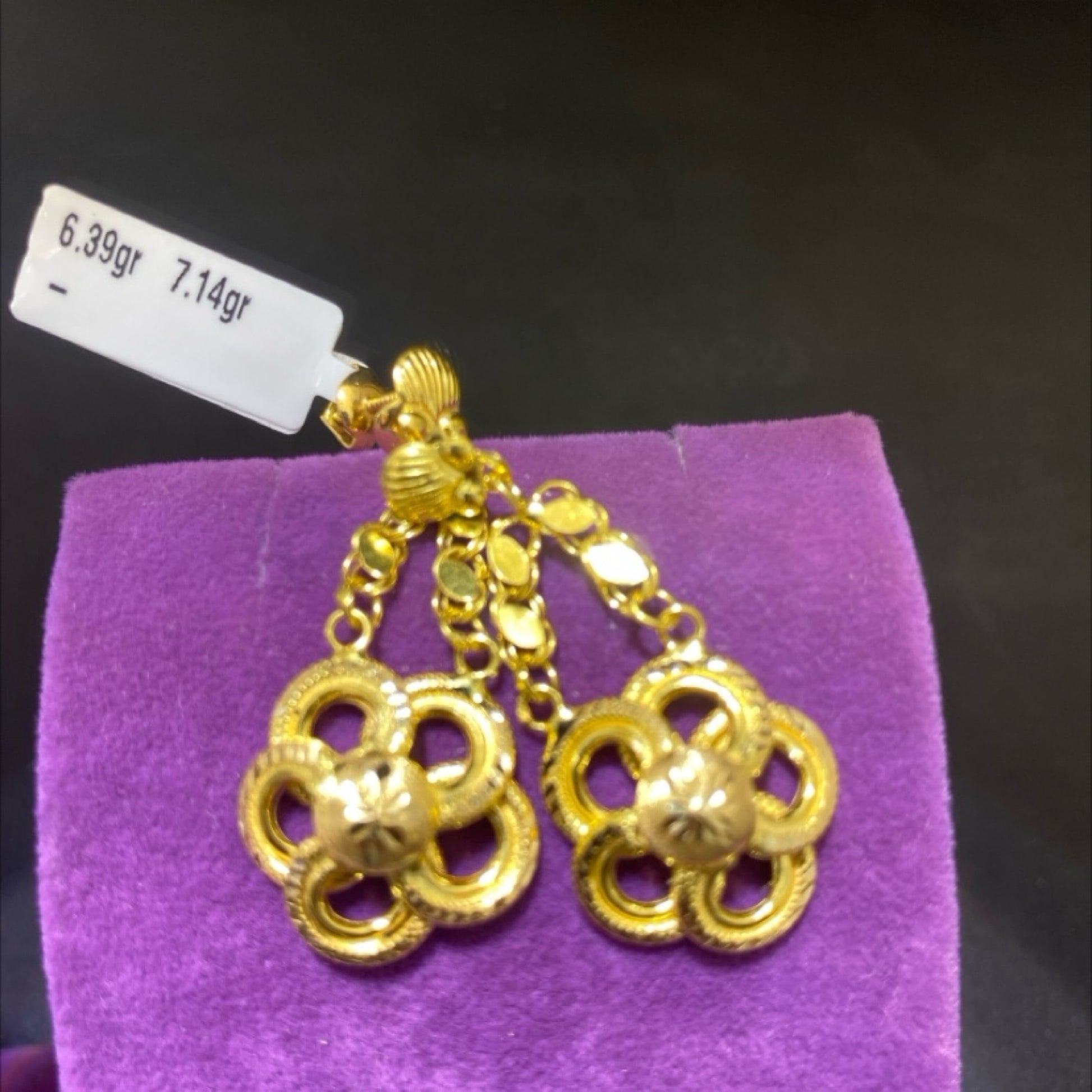 22 Ayar Altın Küpe Gül Tasarım 6.39gr Kadın - K00982