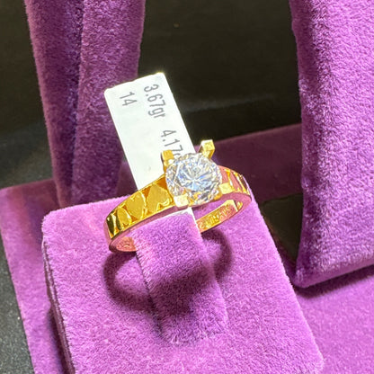 22 Ayar Altın Taşlı Yüzük Özel Tasarım 3.67gr 14 Numara Kadın - T00249