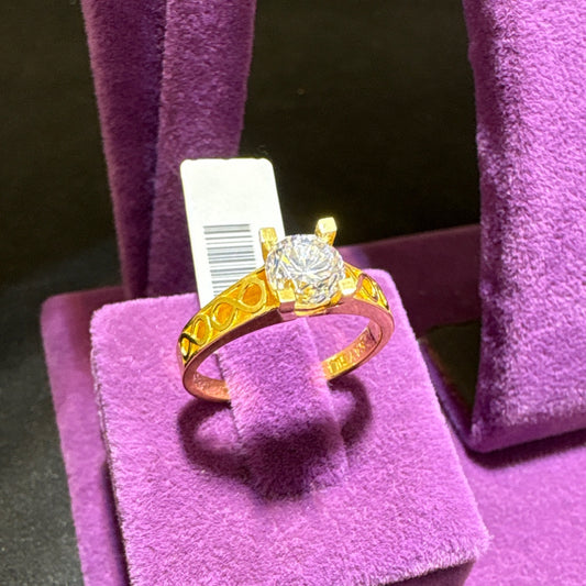 22 Ayar Altın Taşlı Yüzük Modern Tasarım 3.52gr 14 Numara Kadın - T00257