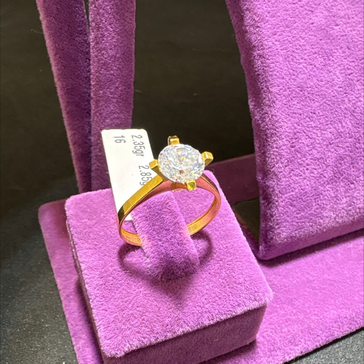 22 Ayar Altın Taşlı Yüzük Modern Tasarım 2.35gr 16 Numara Kadın - T00253