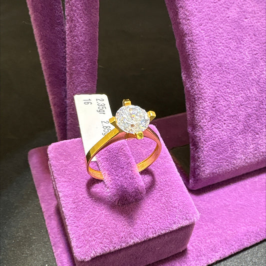 22 Ayar Altın Taşlı Yüzük Modern Tasarım 2.35gr 16 Numara Kadın - T00253