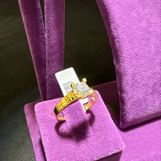 22 Ayar Altın Taslı Yüzük Modern 3.66gr 14 Numara Kadın - T00251