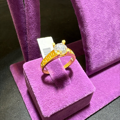 22 Ayar Altın Taslı Yüzük Özel Tasarım 3.56gr 14 Numara Kadın - T00255