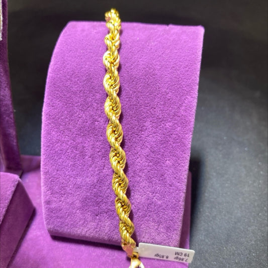 22 Ayar Altın Bileklik Halat Tasarım 7.86gr 19 CM Kadın - B01000