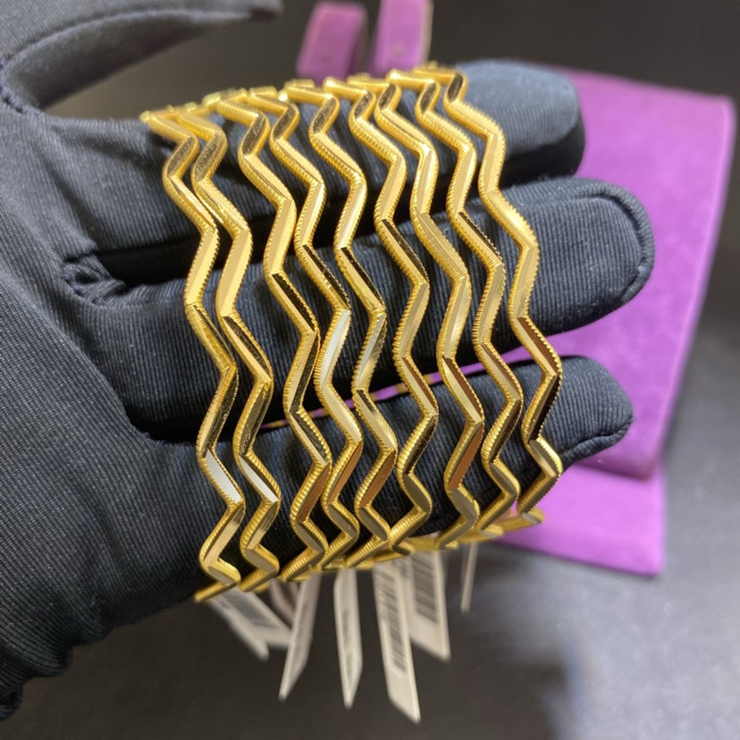 22 Ayar Altın Bilezik Zigzag Modern Tasarım 10.07gr Kadın - BZ01280