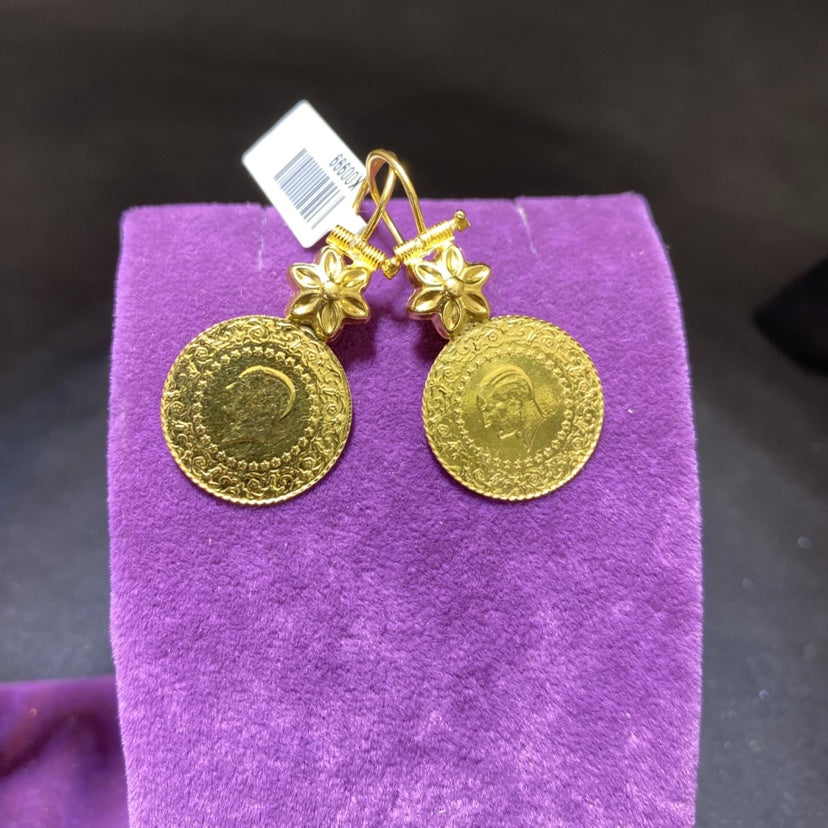 22 Ayar Altın Küpe Çeyrekli Takoz 5.94gr Kadın - K00997