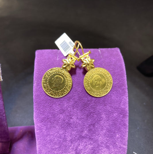 22 Ayar Altın Küpe Çeyrekli Modern Tasarım 5.92gr Kadın - K00998