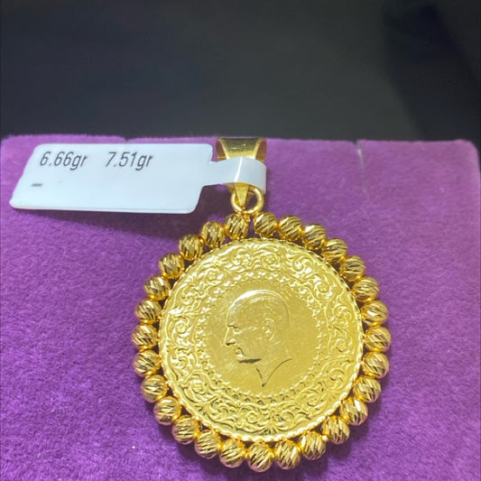 22 Ayar Altın Kolye Ucu Modern Tasarım 6.66gr Hediye - C00298