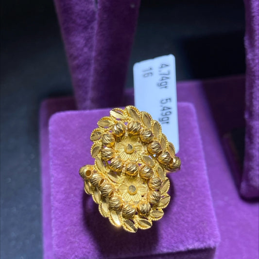 22 Ayar Altın Yüzük Başak Serisi El İşi 4.74gr 16 Numara Kadın Hediye Paksoy - Y01049