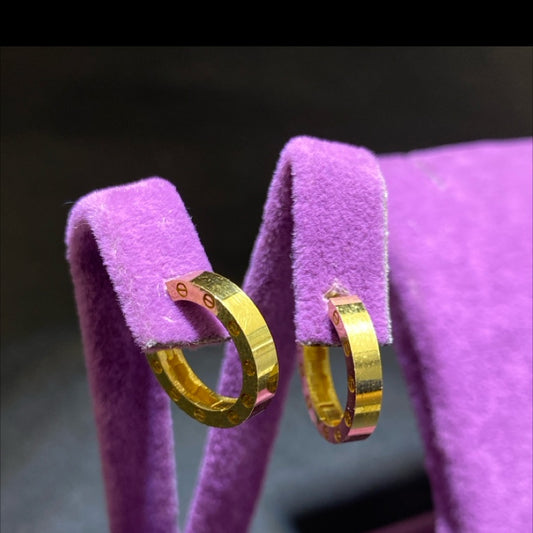 22 Ayar Altın Küpe Paksoy Kuyumculuk Halka Model Modern Tasarım 3.75gr Kadın Hediye - K01001