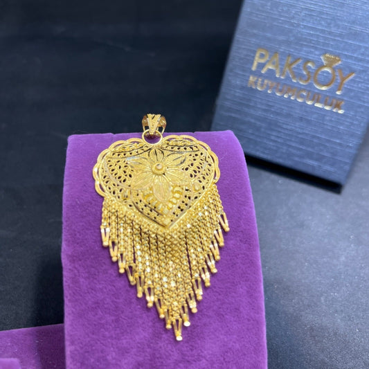 22 Ayar Altın Kolye Ucu Kalemli Hint Akıtması Özel Tasarım 16.35gr Kadın Hediye Paksoy - C00301