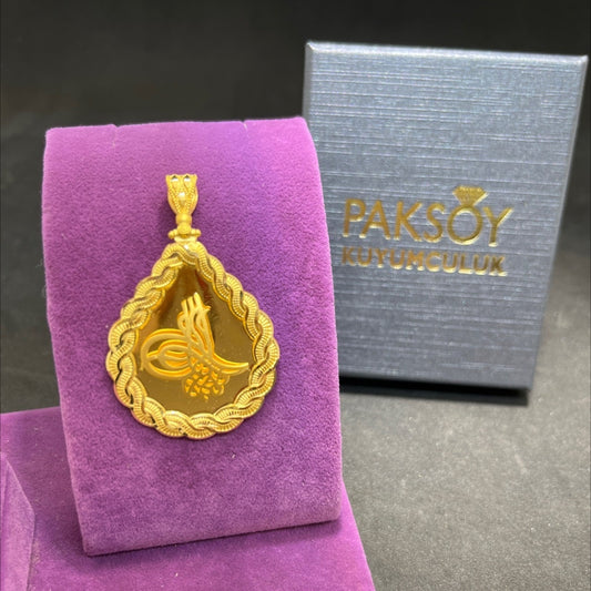 22 Ayar Altın Kolye Ucu Osmanlı Tuğrası Özel Tasarım 6.70gr Hediye Erkek Kadın - C00303