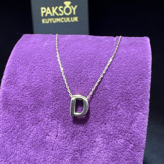 14 Ayar Altın Kolye D Harfi Özel Tasarım 1.28gr Kadın Hediye Paksoy - KL00058