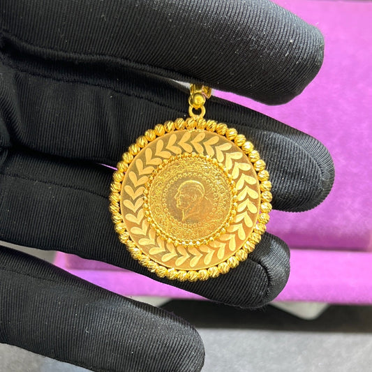 22 Ayar Altın Kolye Ucu Dorika Çeyrekli Dolamalı Özel Tasarım 9.71gr Hediye Kadın - C00317