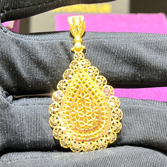 22 Ayar Altın Kolye Ucu Su Damlası Kalemli Özel Tasarım 5.45gr Hediye Kadın Paksoy - C00320