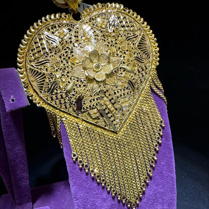 22 Ayar Altın Kolye Ucu Hint İşi Kalp 46.11gr Hediye - C00264