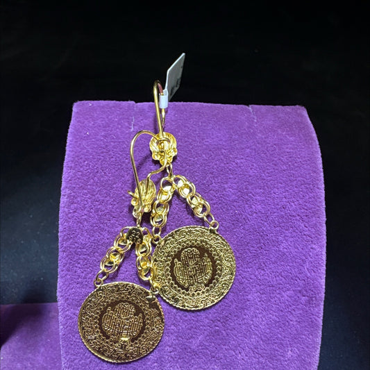 22 Ayar Altın Küpe Çeyrekli Modern Tasarım 5.58gr Kadın - K00955 - alternatif görsel