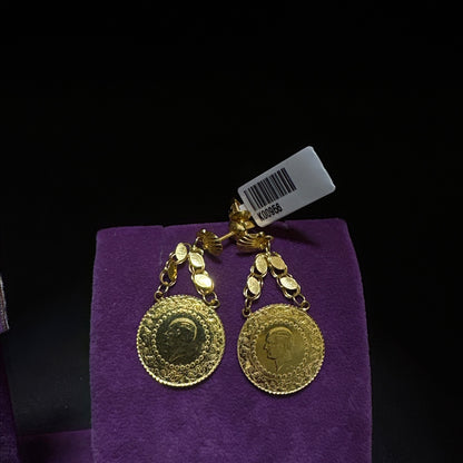 22 Ayar Altın Küpe Çeyrekli Özel Tasarım 5.66gr Kadın - K00956