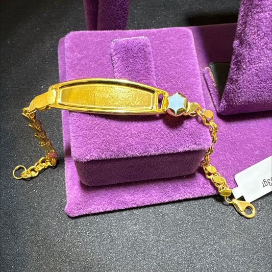 22 Ayar Altın Çocuk Künye Pullu El İşi 3.79gr Hediye - F00016 - alternatif görsel