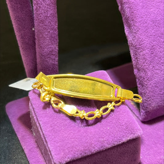 22 Ayar Altın Çocuk Künye Lale Desenli 2.98gr Hediye - F00026 - alternatif görsel