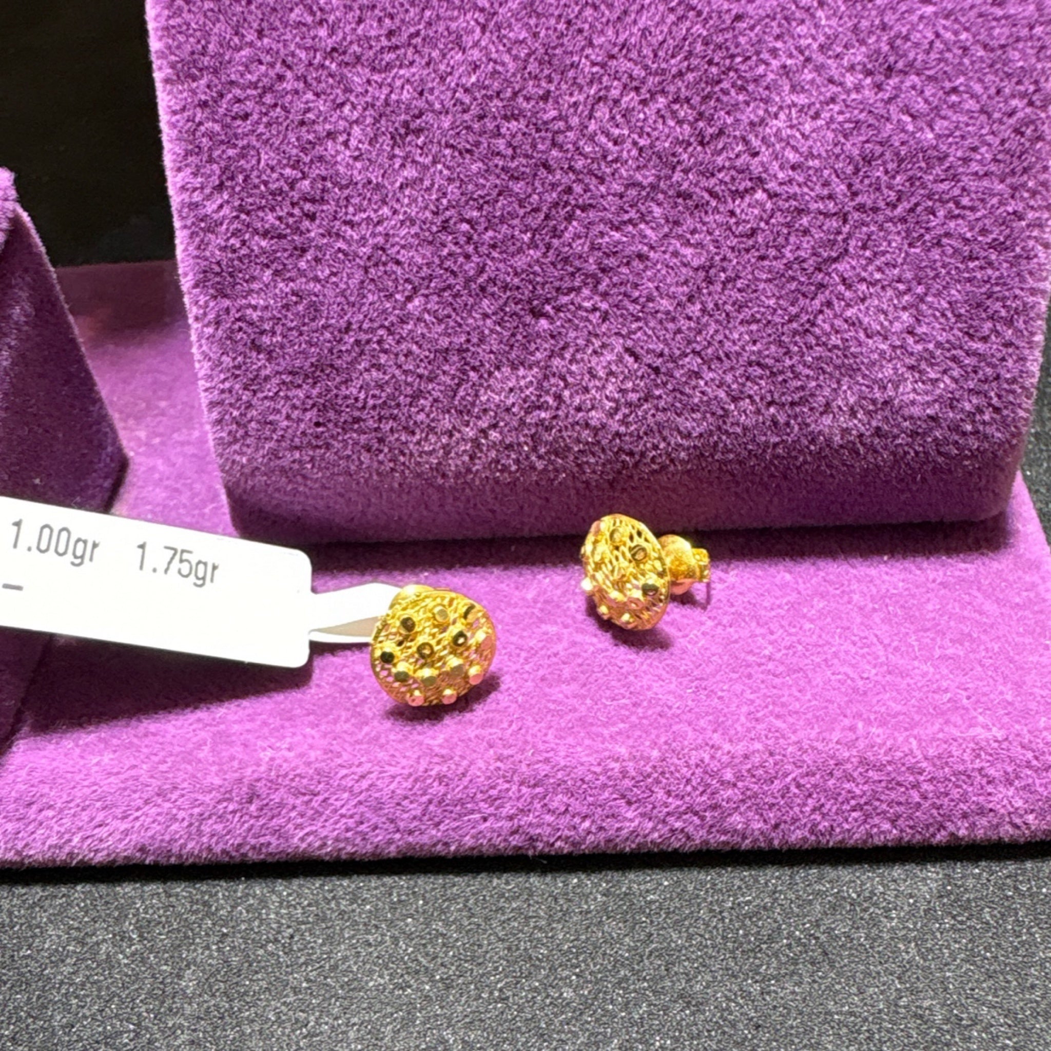 22 Ayar Altın Çocuk Küpesi Örgülü Toplu Tasarım 1.00gr Hediye - J00046