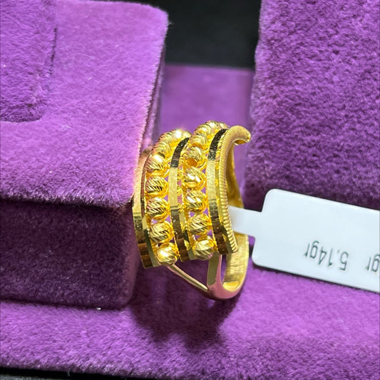 22 Ayar Altın Yüzük Sıralı Dorikalı Tasarım 4.34gr 17 Numara Kadın - Y01016 - alternatif görsel