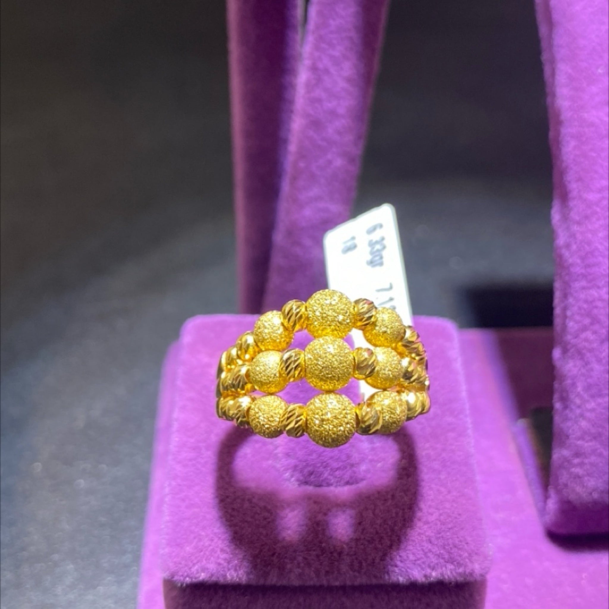 22 Ayar Altın Yüzük 3 Sıra Dorikalı Modern Tasarım 6.33gr 18 Numara Kadın - Y01025