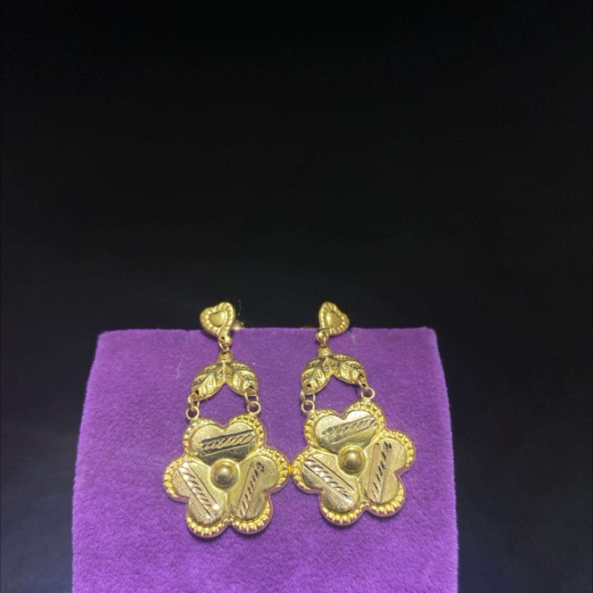 22 Ayar Altın Küpe Yonca Özel Tasarım 2.90gr Kadın - K00976