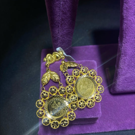 22 Ayar Altın Küpe Tuğralı Özel Tasarım 3.71gr Kadın - K00970 - alternatif görsel