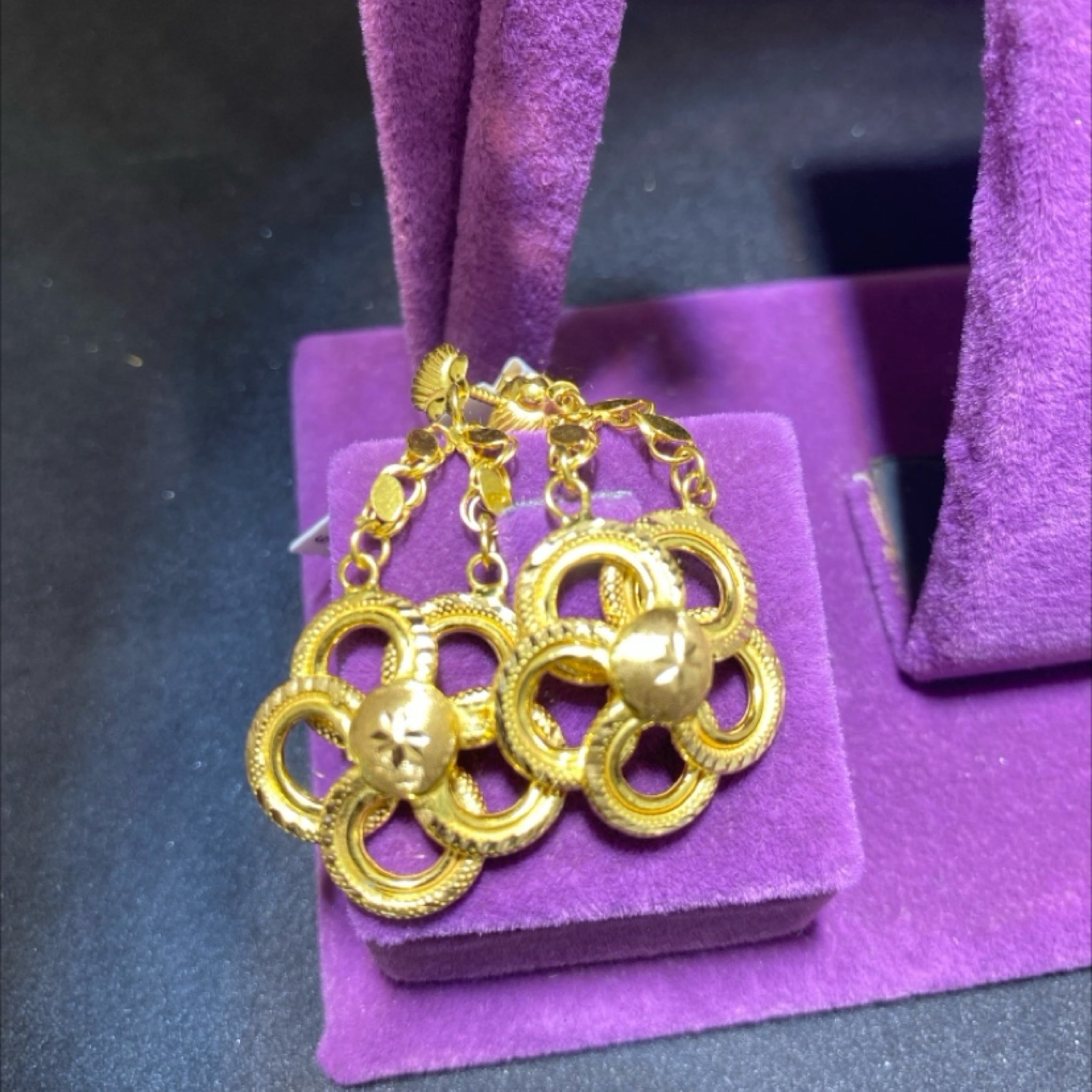 22 Ayar Altın Küpe Gül Özel Tasarım 6.89gr Kadın - K00983