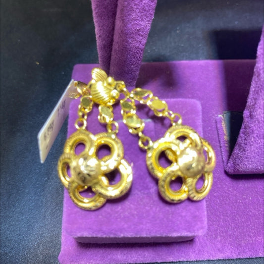 22 Ayar Altın Küpe Gül Tasarım 6.39gr Kadın - K00982 - alternatif görsel