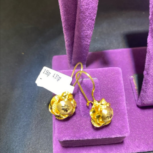 22 Ayar Altın Küpe Gül Tasarım 3.56gr Kadın Hediye - K00986 - alternatif görsel