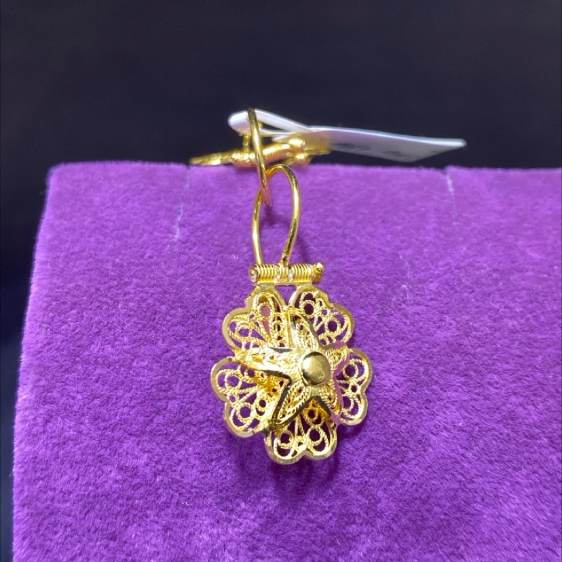 22 Ayar Altın Küpe Çiçekli Özel Tasarım 3.84gr Kadın - K00988