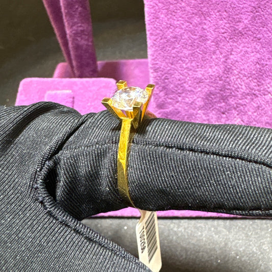 22 Ayar Altın Taşlı Yüzük Modern Tasarım 2.44gr 16 Numara Kadın - T00256 - alternatif görsel