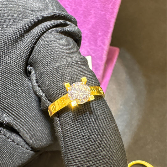 22 Ayar Altın Taslı Yüzük Modern 2.90gr 15 Numara Kadın - T00254 - alternatif görsel